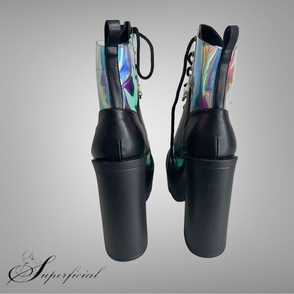 Black and Iridescent Platform Boot - Picture 6 of 6